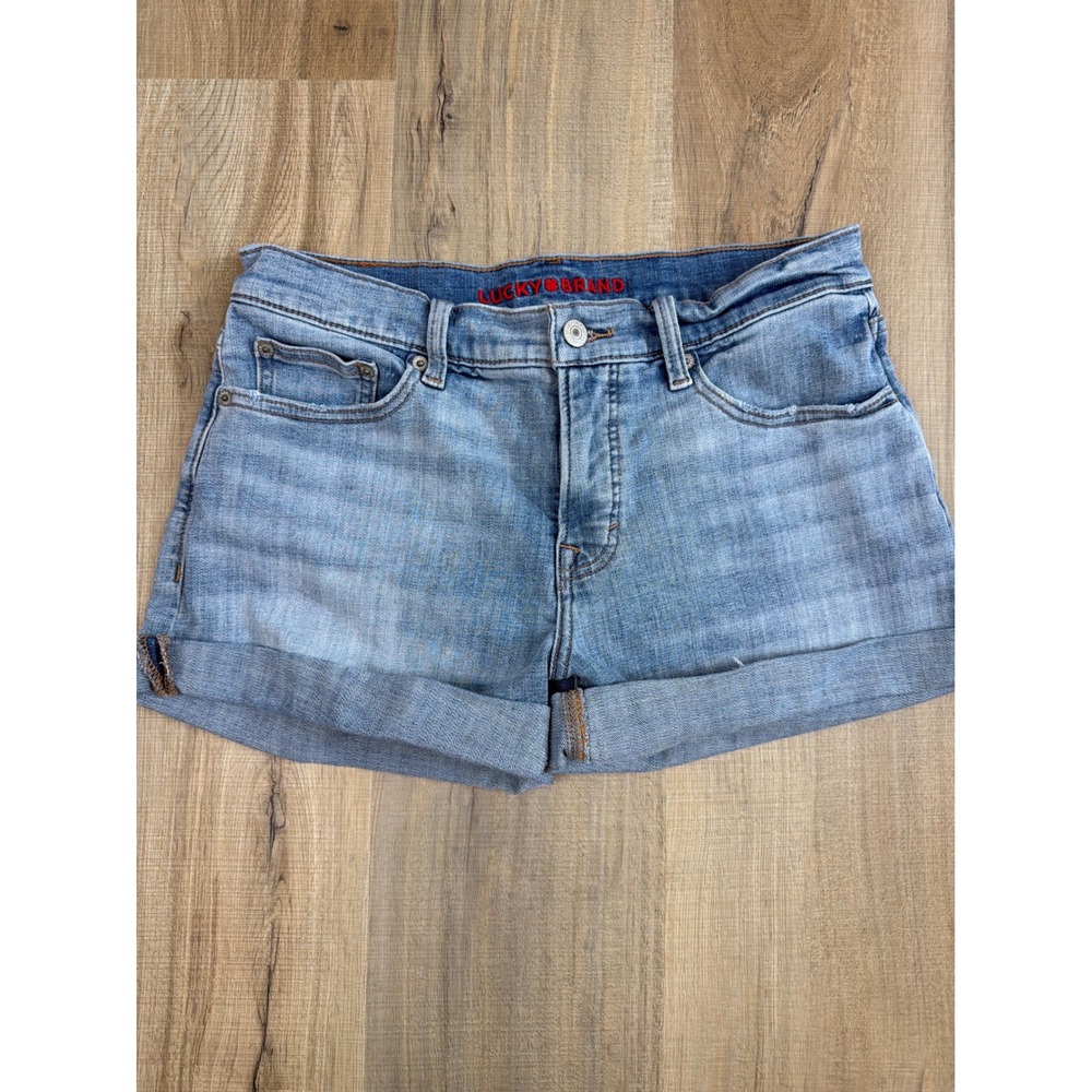 Lucky Brand Mid Rise Ava 3 Inch Cuffed Denim Jean Shorts Light Wash Blue 8/29